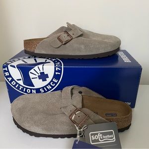 SOLD Birkenstock Boston Clog Taupe Suede Leather Size EU 38 39 41